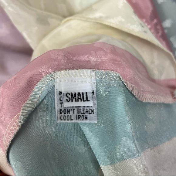 Vintage Satin Pastel Striped Oversized Blouse Sz S - Picture 11 of 11